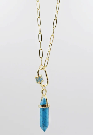 Turquoise Aura Crystal Pendant Necklace