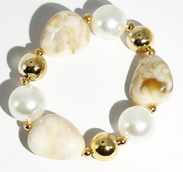 Marble Luxe Pearl & Gold Bracelet