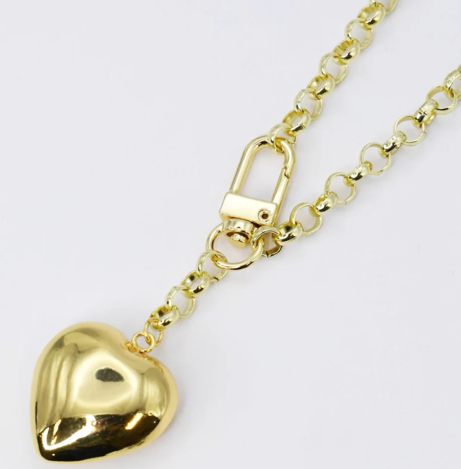 Golden Heart Lock Link Necklace