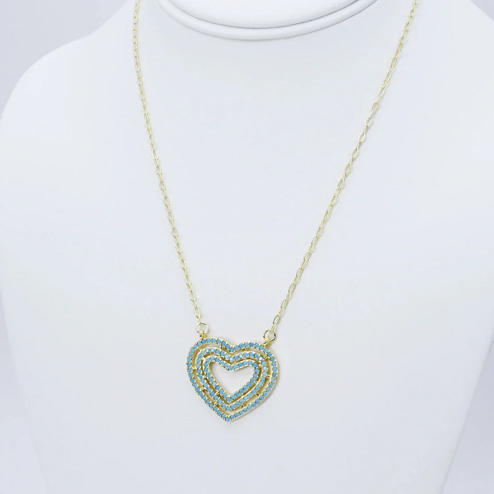 Teal Heartbeat Necklace