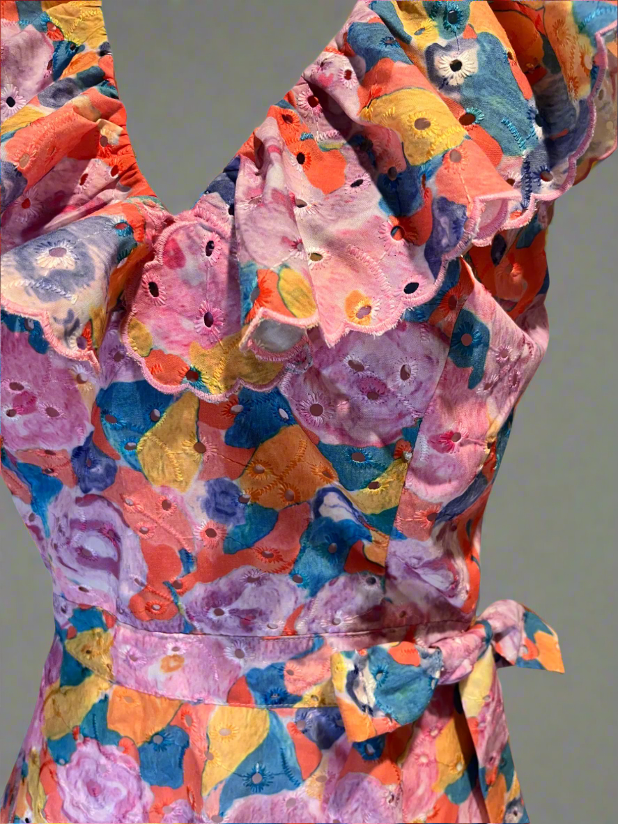 Vibrant Floral Ruffle Top