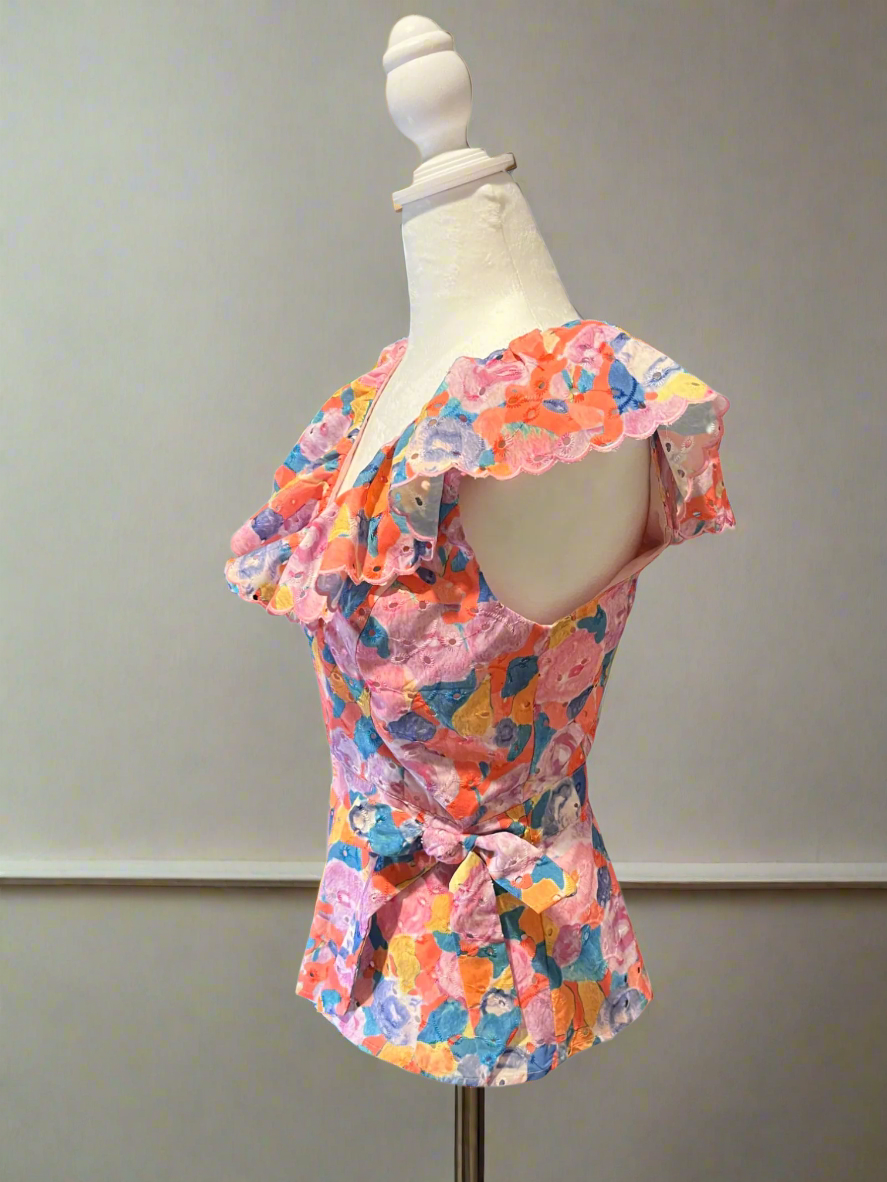 Vibrant Floral Ruffle Top