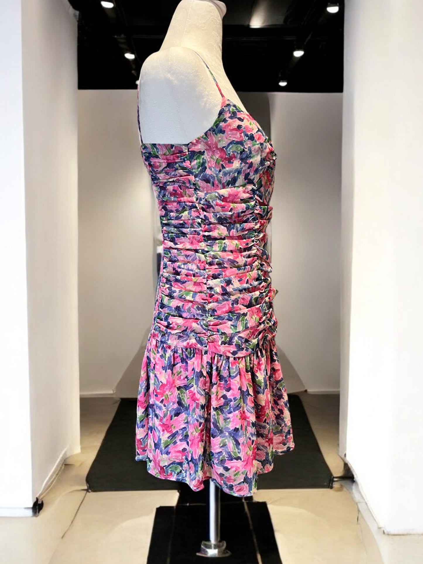 Floral Draped Party Dress