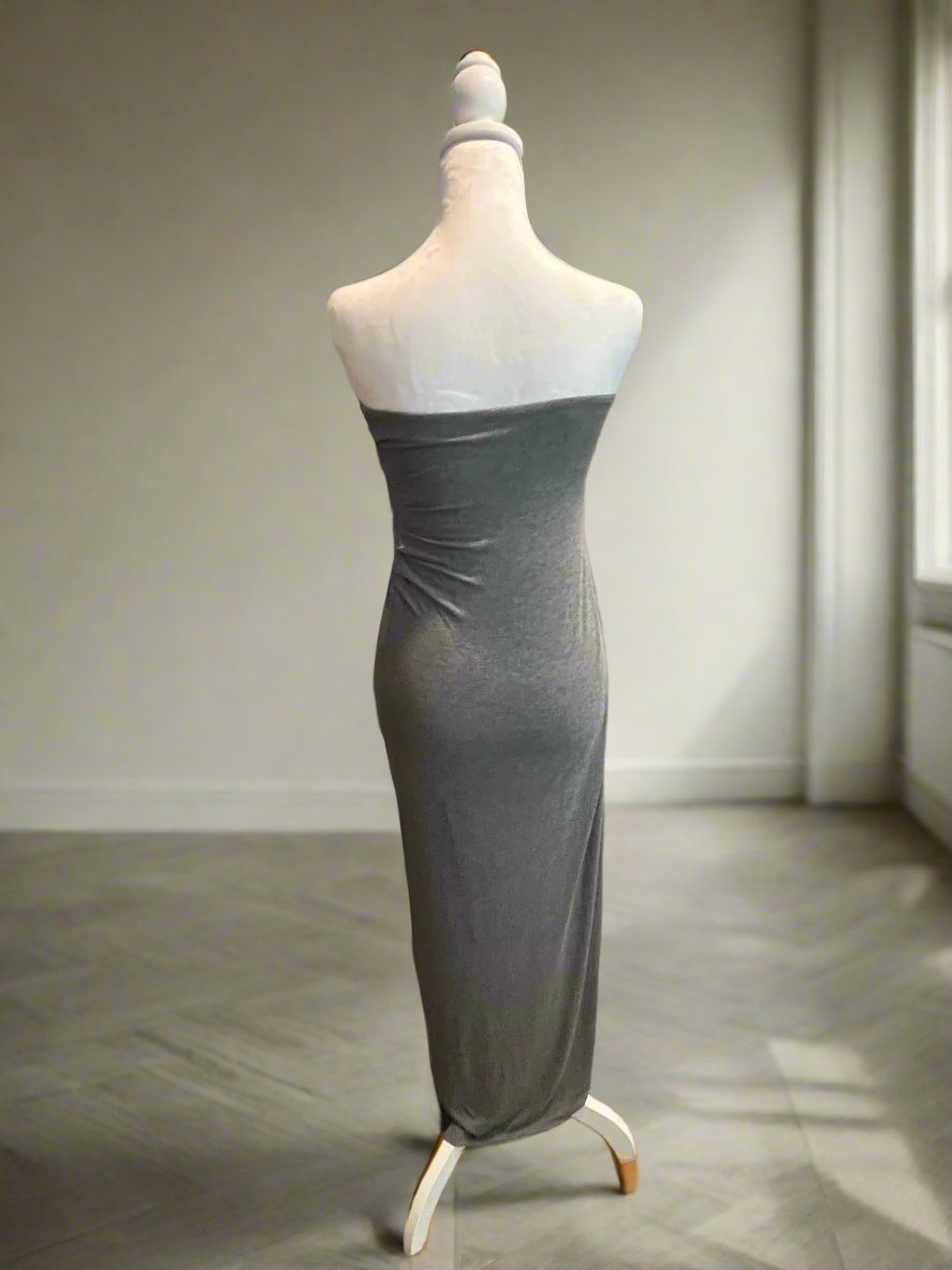 Strapless Grey Maxi Dress