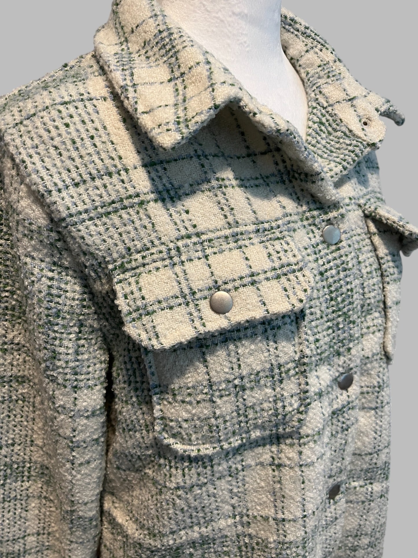 Cozy Green Plaid Shirt Jacket