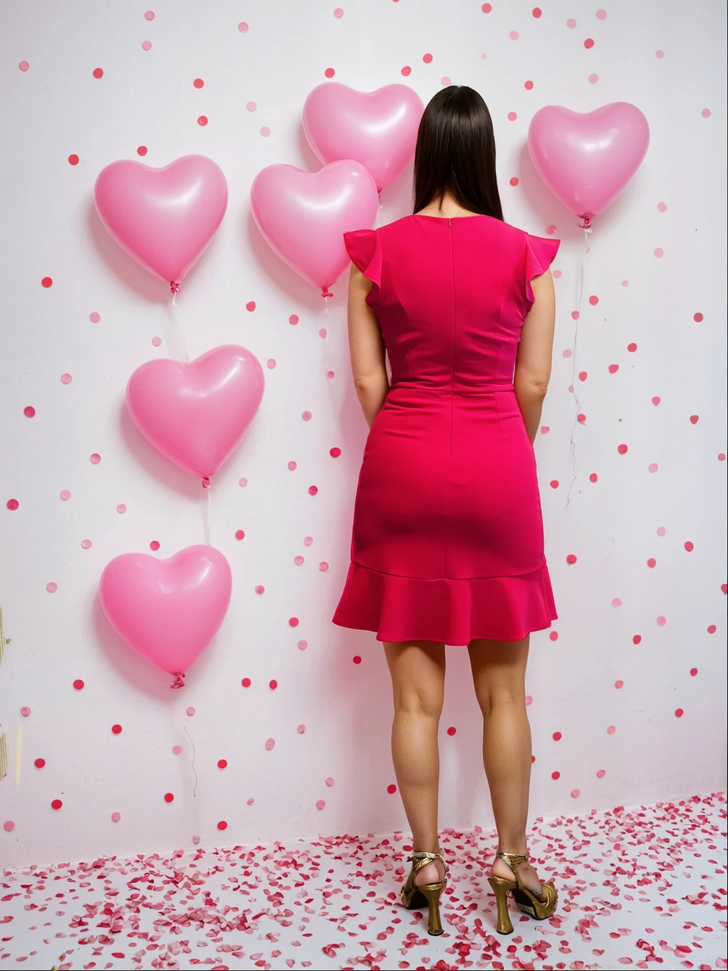 Elegant Fuchsia Flutter Sleeve Dress