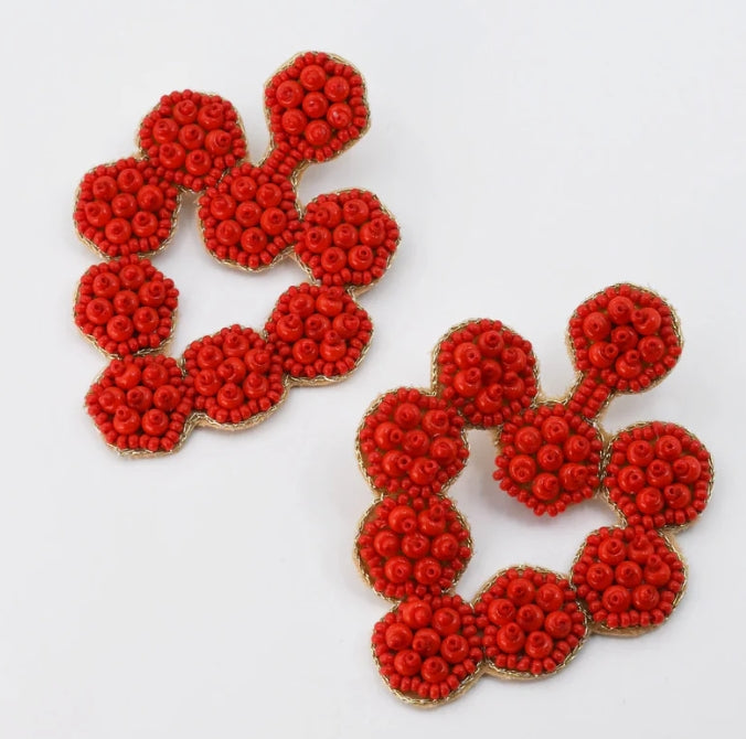 Vibrant Red Heart Earrings