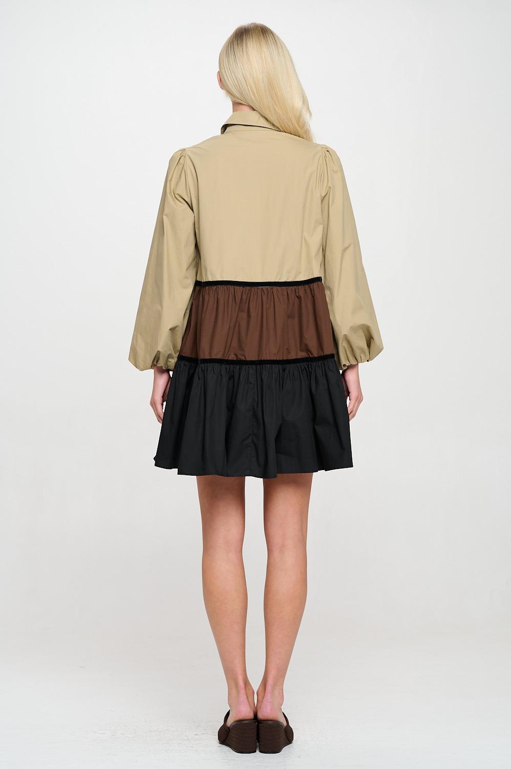 Multi Popling Shirt Dress