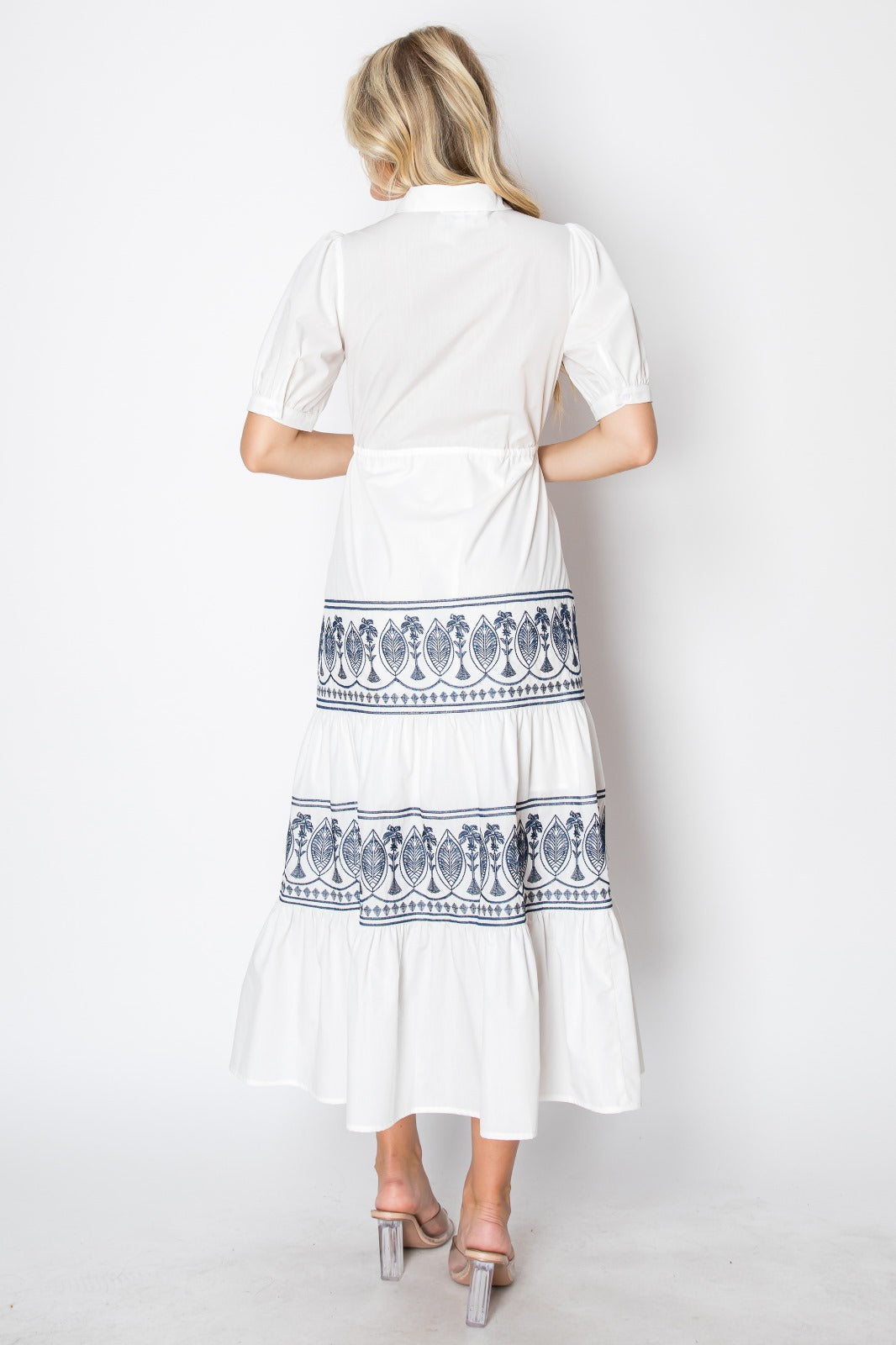 Tired Embroidery Shirts Maxi Dress
