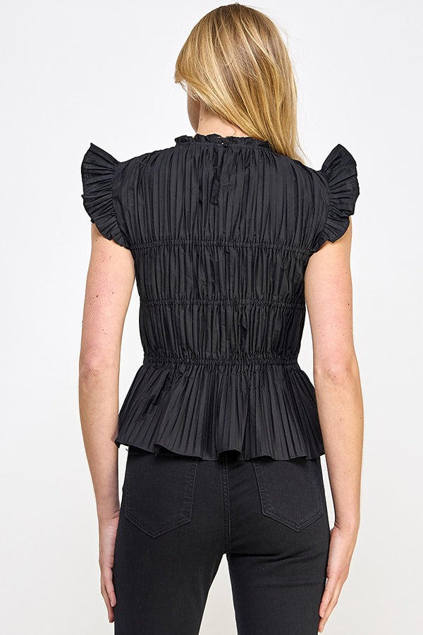 Pleating Frill Sleeve Top