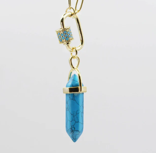 Turquoise Aura Crystal Pendant Necklace