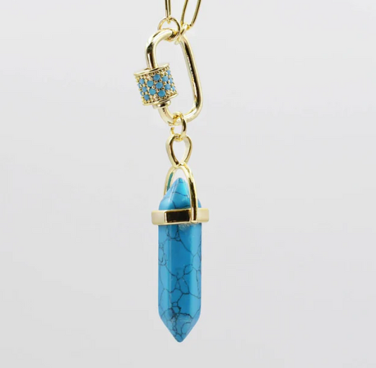 Turquoise Aura Crystal Pendant Necklace