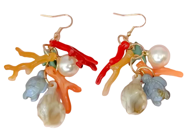 Tropical Coral Dreams Statement Earrings