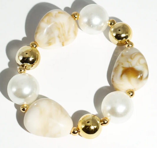 Marble Luxe Pearl & Gold Bracelet
