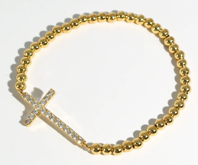 Golden Grace Cross Bead Bracelet