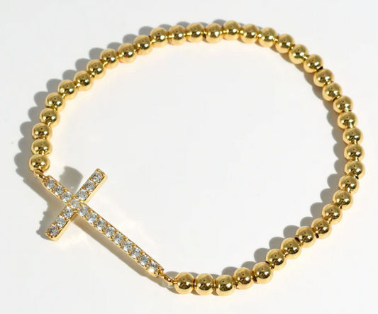 Golden Grace Cross Bead Bracelet