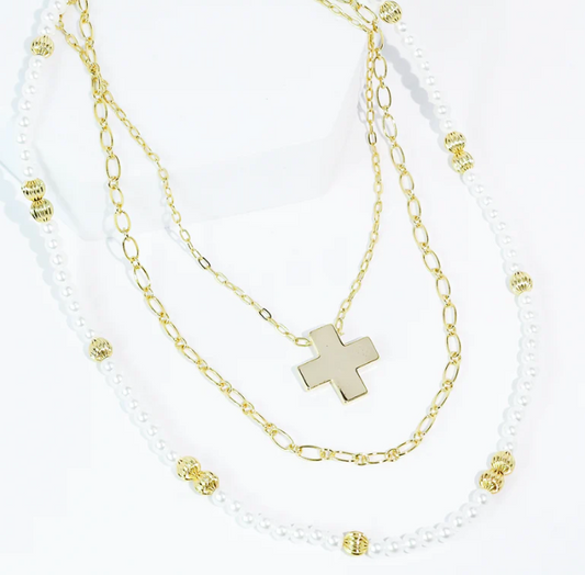 Layered Faith & Pearl Harmony Necklace