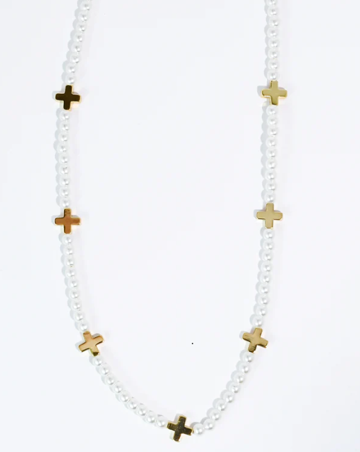 Beaded Cross Charm Necklace
