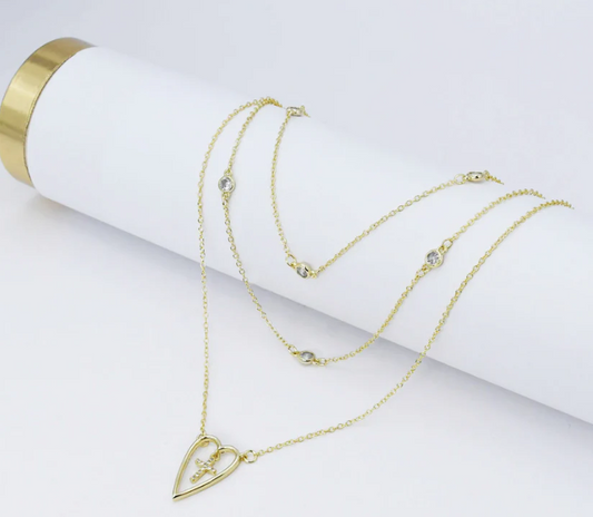 Golden Faith Heart & Cross Necklace