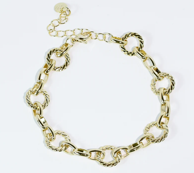 Golden Rope Link Statement Bracelet