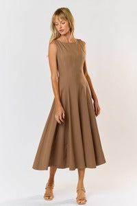 Mocha Sleeveless Midi Dress