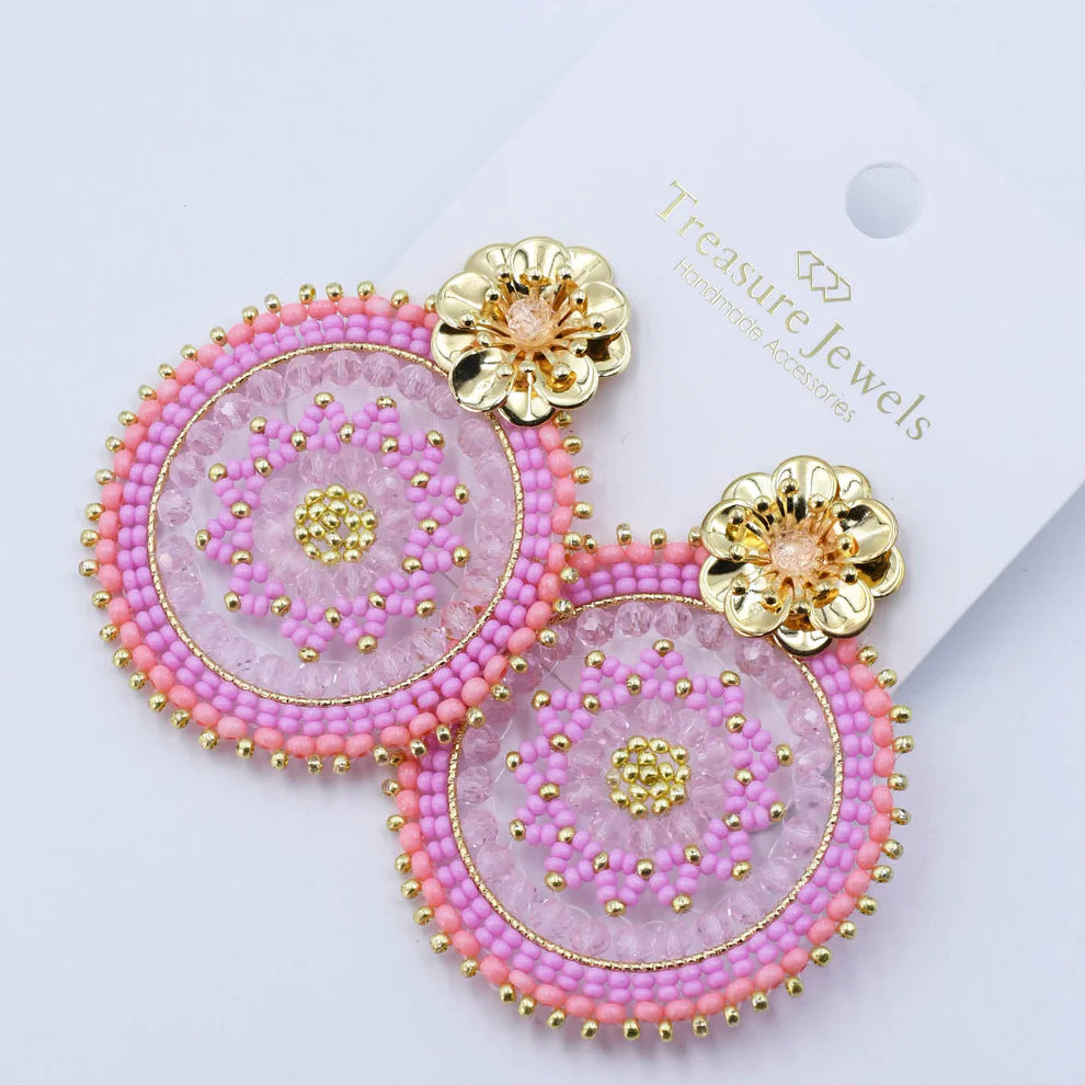 Pink Beaded Earings
