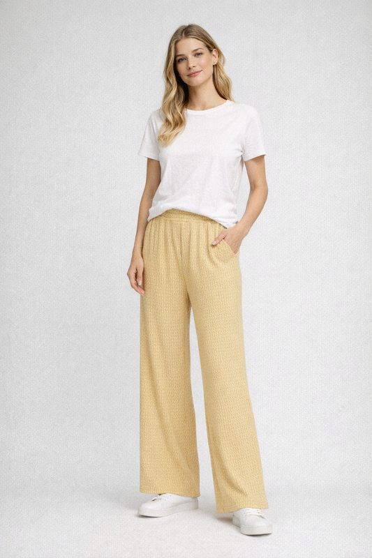 Sunbeam Textured Wide‑Leg Lounge Pants