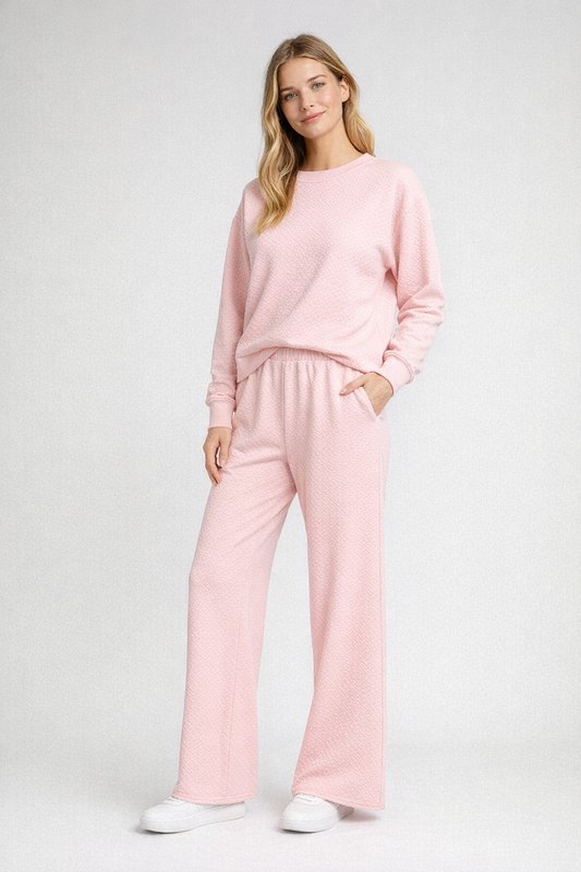 Blush Cozy Textured Lounge Pants
